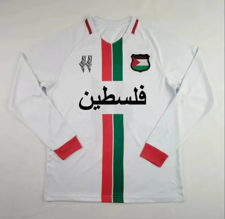 Camiseta Manga Longa De Futebol Palestina Branca Listrada - Loja Al Baraka