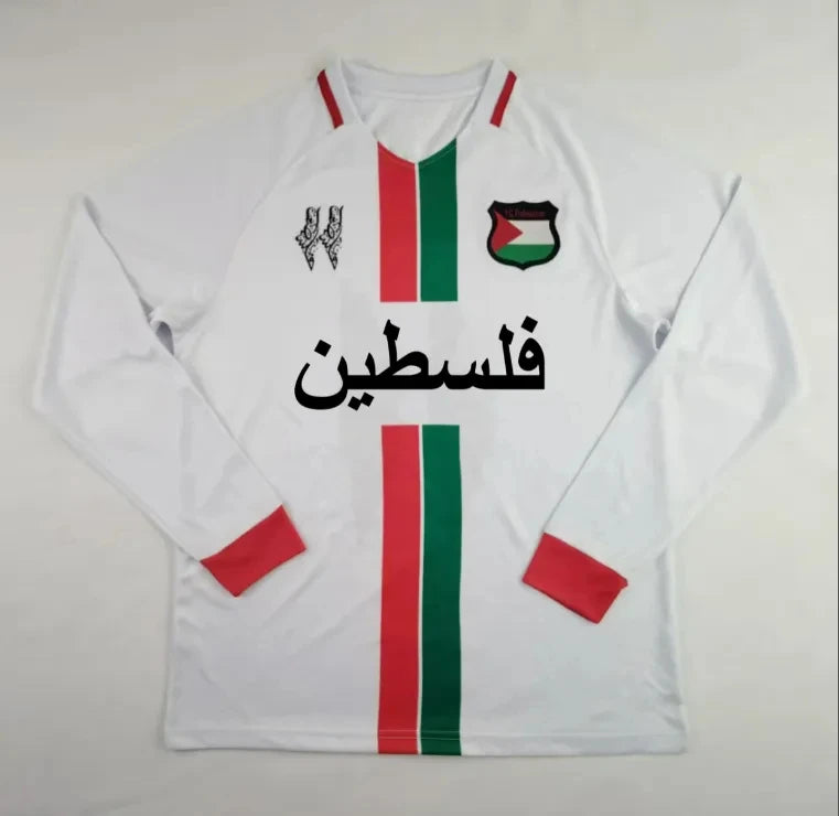 Camiseta Manga Longa De Futebol Palestina Branca Listrada - Loja Al Baraka