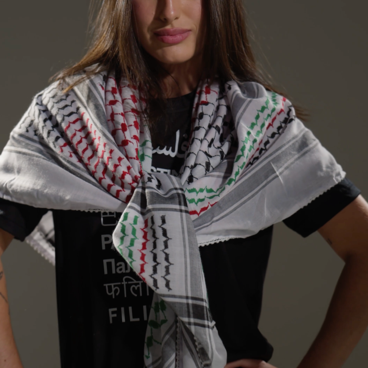 Kufyia com as Cores da Bandeira da Palestina - Loja Al Baraka